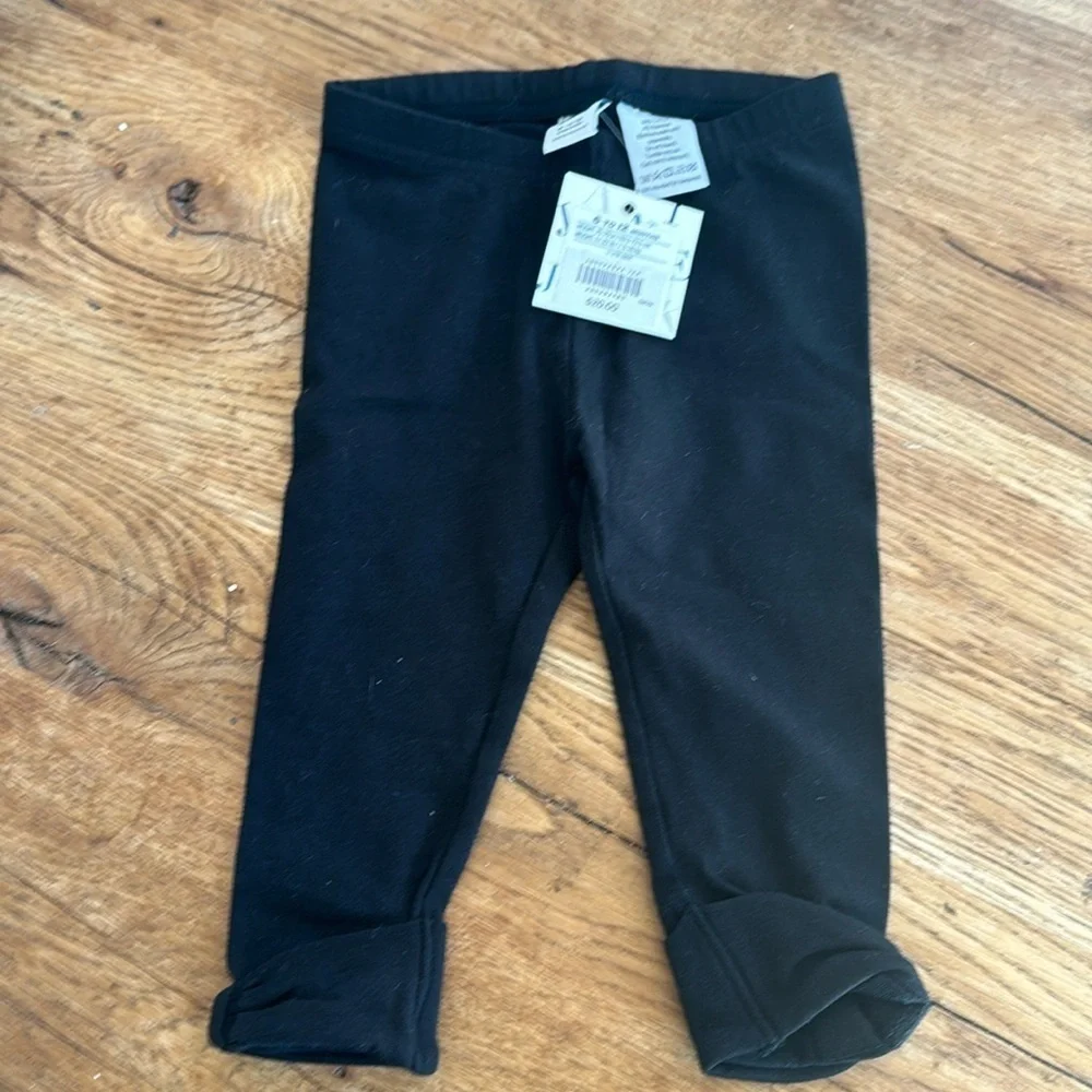 Janie & Jack Leggings Baby Girl 6-12Mos Black NWT Bow Seam Front